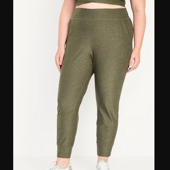 Old Navy Go Dry Heathered Olive Green Extra High-Waisted Cloud+ 7/8 Joggers XL - Picture 1 of 10